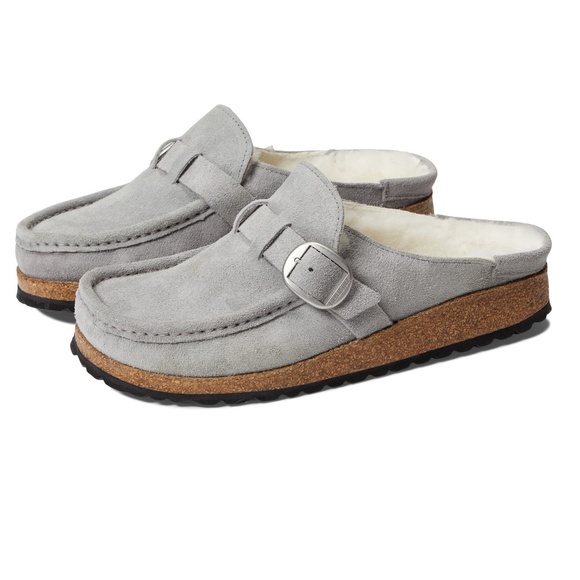 BIRKENSTOCK Buckley Shearling Stone Coin Narrow EU40 Clogs Mules Womens 9 - Picture 1 of 9